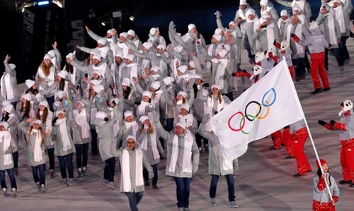 VĐV Nga phải tranh tài dưới lá cờ Olympic tại Pyeongchang. Ảnh: Reuters.
