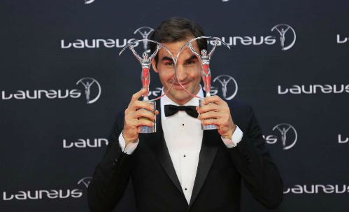 Federer năm lần đoạt  "Oscar Thể thao " dành cho VĐV hay nhất năm. Ảnh: Reuters.