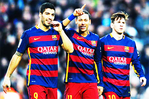 Bộ ba cầu thủ Lionel Messi, Luis Suarez và Neymar.