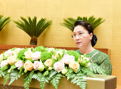Chủ tịch Quốc hội Nguyễn Thị Kim Ngân  phát biểu bế mạc kỳ họp.