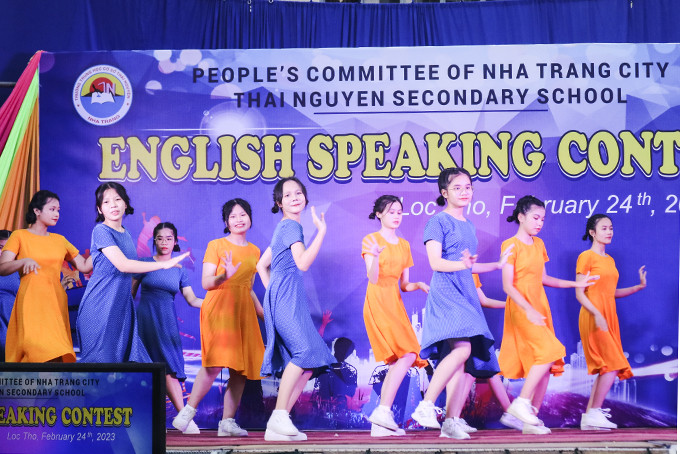 Học sinh Trường THCS Thái Nguyên (TP. Nha Trang) tại Cuộc thi nói tiếng Anh năm học 2022-2023. 