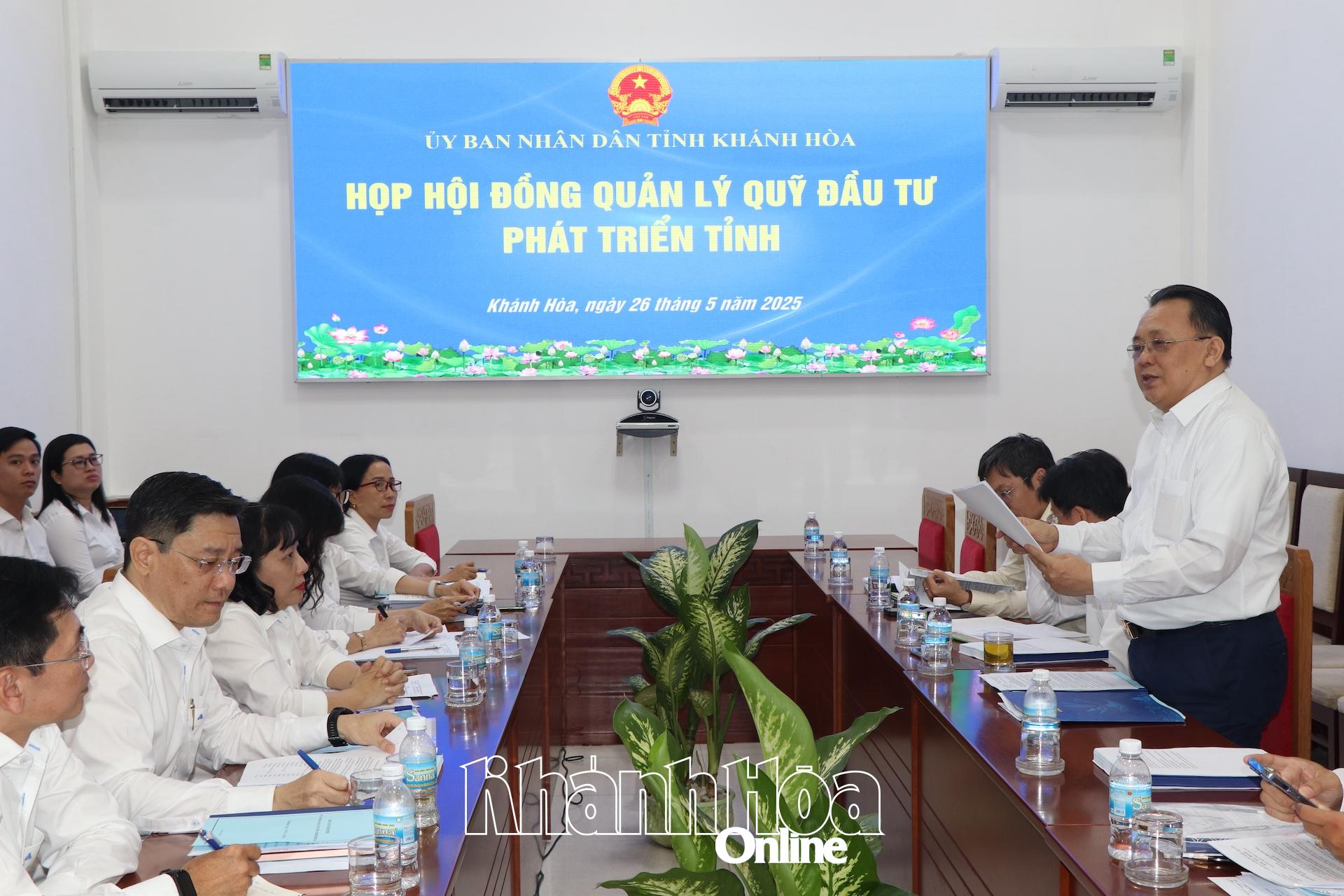 Họp Hội đồng quản lý Quỹ Đầu tư phát triển tỉnh Khánh Hòa