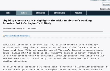 Trong tuyên bố này, S&P đánh giá cao những chuyển biến vĩ mô tích cực của kinh tế Việt Nam.  