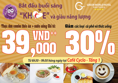 Thưởng thức bữa sáng tràn đầy năng lượng tại khách sạn Green World Nha Trang