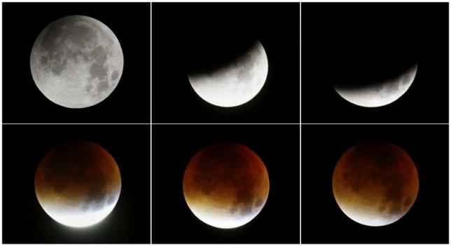 Sáu trạng thái của Mặt trăng tại Franfurt, Đức. Ảnh: Reuters