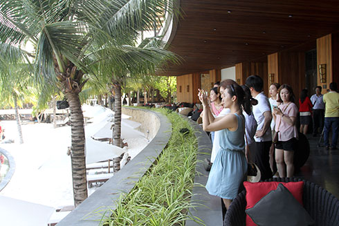 Các thành viên đoàn doanh nghiệp du lịch Hàn Quốc khảo sát dịch vụ ở khu resort Amiana Nha Trang