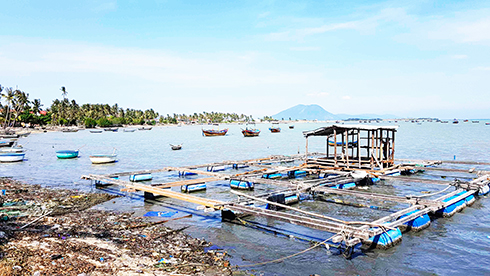 Sau bão, nhiều bè nuôi trồng thủy sản của người dân Vạn Ninh phải nằm bờ vì không có vốn tái sản xuất.