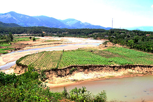 Sông Tô Hạp đoạn qua xã Sơn Hiệp bị sạt lở nhiều điểm.