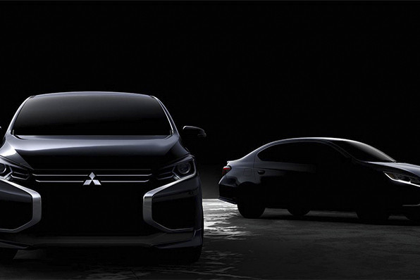 Hình ảnh lộ diện thiết kế mới của Mirage (trái) và Attrage (phải). Ảnh: Mitsubishi