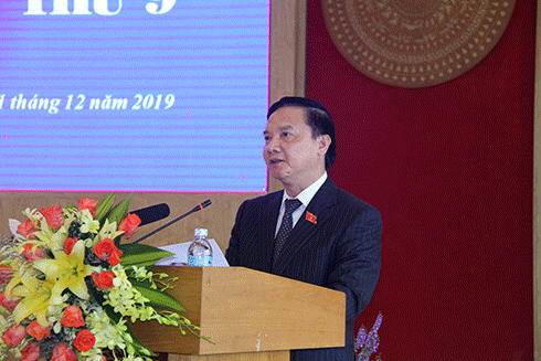 Ông Nguyễn Khắc Định - Ủy viên Trung ương Đảng, Bí thư Tỉnh ủy phát biểu chỉ đạo tại Kỳ họp
