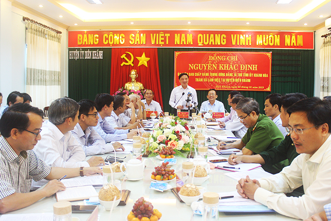 Bí thư Tỉnh ủy làm việc tại huyện Diên Khánh: Tập trung chuẩn bị tốt cho công tác đại hội đảng các cấp