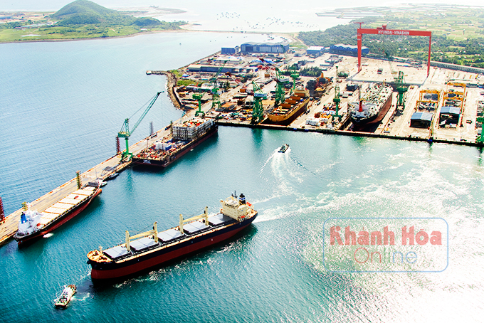 Toàn cảnh nhà máy của Công ty TNHH Đóng tàu Hyundai Việt Nam.