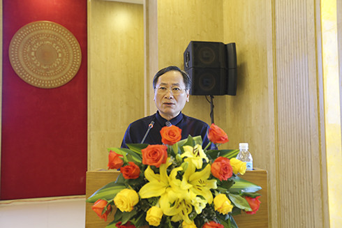 Đồng chí Nguyễn Đắc Tài phát biểu tại buổi gặp mặt các huấn luyện viên, vận động viên tiêu biểu tỉnh.