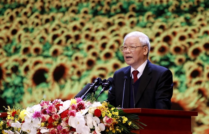 Tổng Bí thư, Chủ tịch nước Nguyễn Phú Trọng đọc diễn văn tại buổi Lễ 