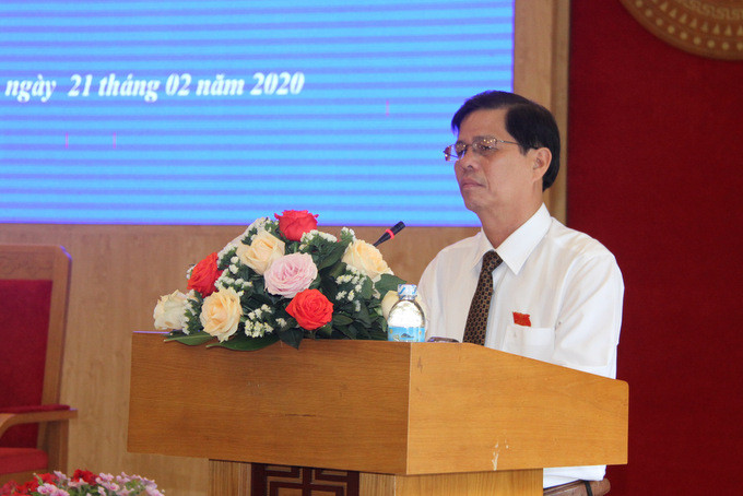  Ông Nguyễn Tấn Tuân - Chủ tịch UBND tỉnh Khánh Hòa phát biểu nhận nhiệm vụ