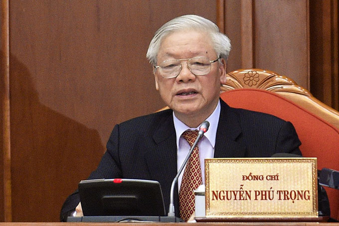 Tổng Bí thư, Chủ tịch nước Nguyễn Phú Trọng phát biểu tại bế mạc Hội nghị lần thứ 12 Ban Chấp hành Trung ương Đảng khóa XII.