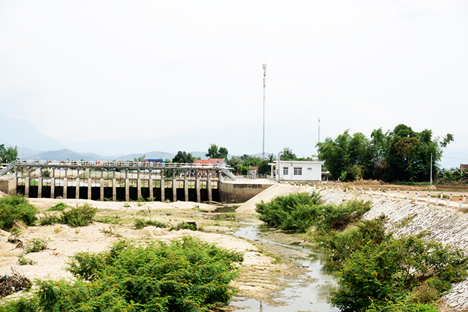 Đập dâng Khẩu Tre, trên sông Tân Lâm đoạn qua xã Ninh Thân, Ninh Hòa khô kiệt nước.