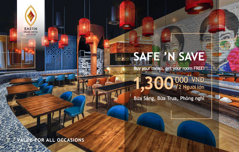 Chỉ với 1,3 triệu đồng (chưa tính thuế và phí), khách có thể đặt phòng nghỉ dành cho 2 người ở Eastin Grand Hotel Nha Trang bao gồm ăn sáng và bữa trưa miễn phí theo set Menu