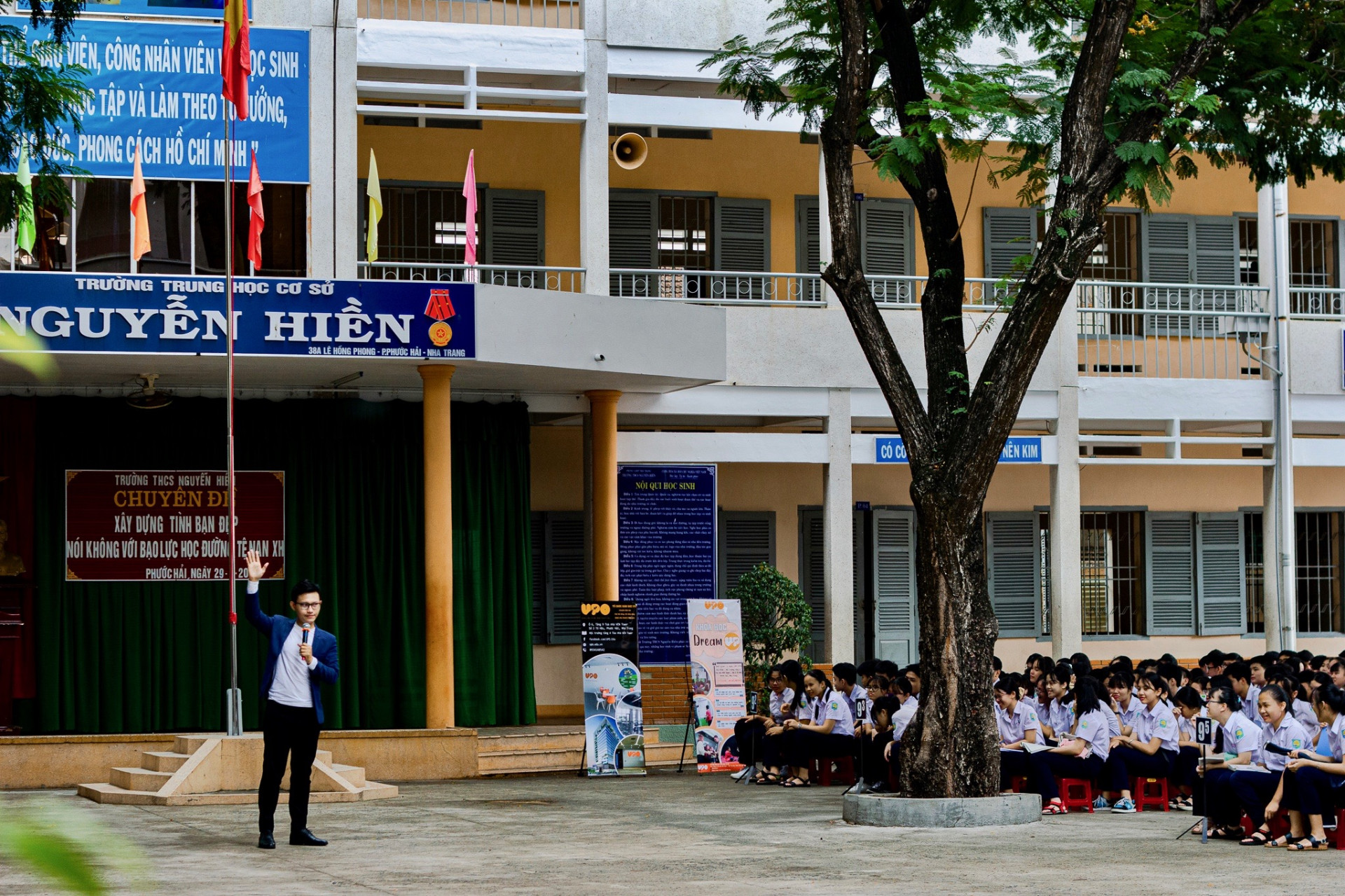 Ngày 29-6, Tổ chức giáo dục UPO thí điểm buổi chia sẻ cho các em học sinh khối 6,7,8,9 trường THCS Nguyễn Hiền, TP.Nha Trang