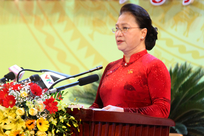Ủy viên Bộ Chính trị, Chủ tịch Quốc hội Nguyễn Thị Kim Ngân phát biểu chỉ đạo Đại hội