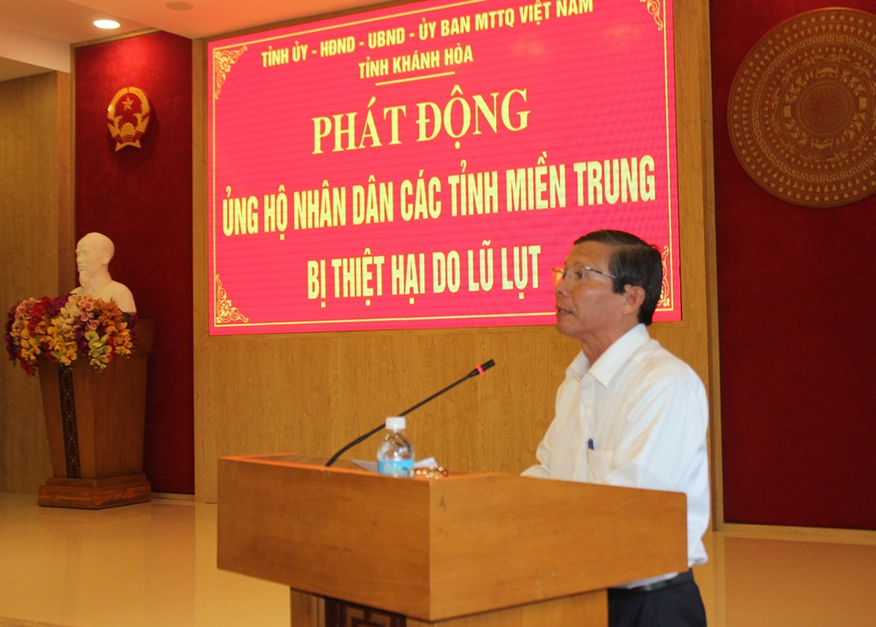 Ông Trần Ngọc Thanh kêu gọi các tổ chức, cá nhân trong tỉnh tham gia ủng hộ hỗ trợ người dân miền Trung.