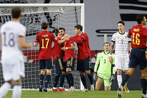 Trận thắng 6-0 của đội tuyển Tây Ban Nha trước đội tuyển Đức có thể xem là cú sốc lớn nhất tại UEFA Nations League 2020-2021.