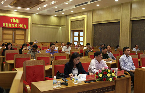 Quang cảnh hội nghị tại điểm cầu Khánh Hòa.