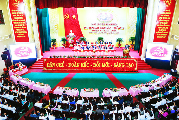  Quang cảnh Đại hội Đảng bộ tỉnh lần thứ XVIII, nhiệm kỳ 2020 - 2025.