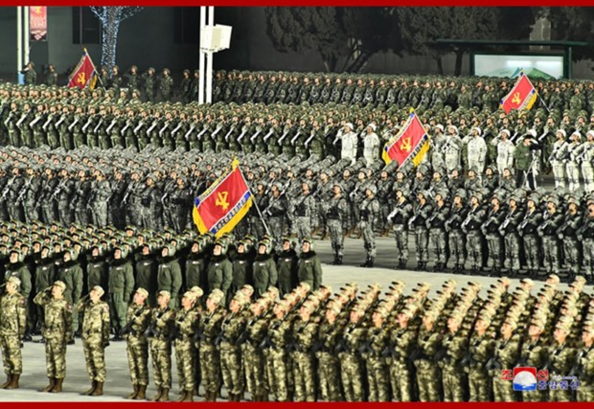 Hình ảnh lễ diễu binh của quân đội Triều Tiên. (Ảnh: KCNA).