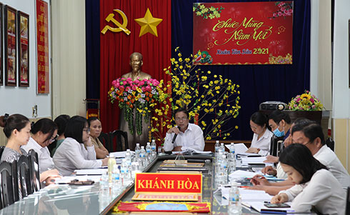 Quang cảnh hội nghị tại điểm cầu Tòa án nhân dân tỉnh Khánh Hòa.
