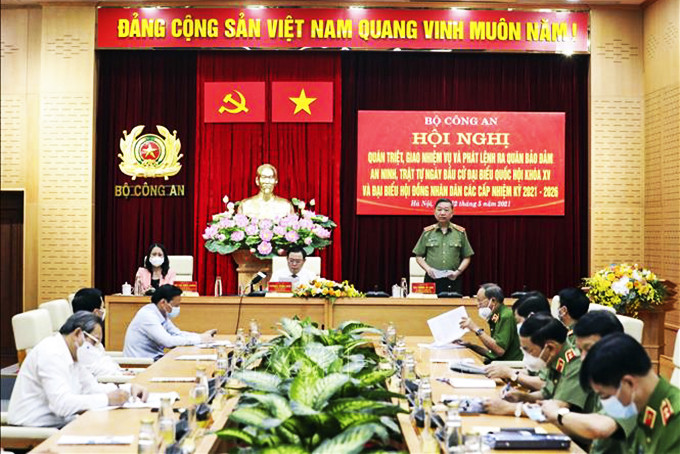 Đại tướng Tô Lâm phát biểu tại hội nghị. Ảnh: TTXVN
