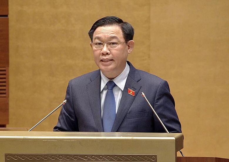 Chủ tịch Quốc hội Vương Đình Huệ phát biểu bế mạc kỳ họp (Ảnh: KT) 