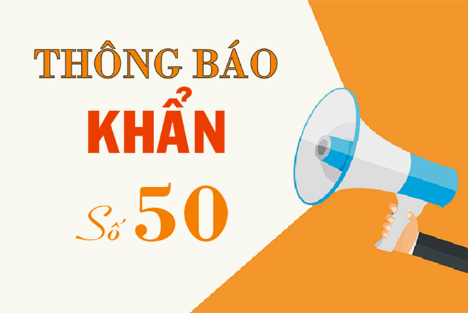 Thông báo khẩn số 50 tìm người liên quan đến các trường hợp dương tính với SARS-CoV-2