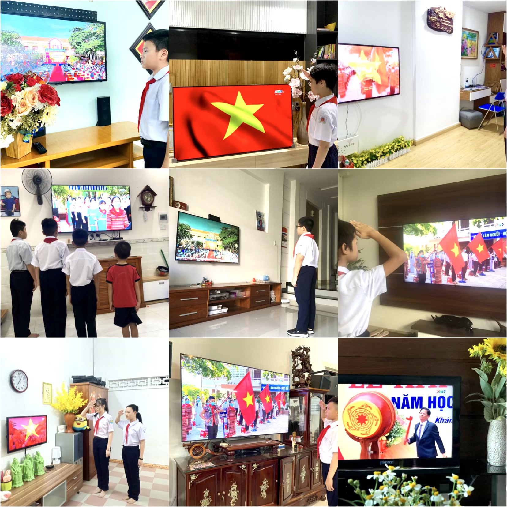 Học sinh trường THCS Nguyễn Hiền dự khai giảng qua truyền hình