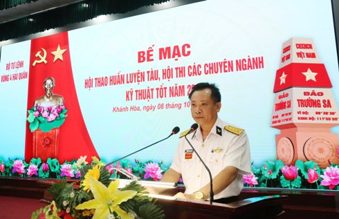 Đại tá Nguyễn Thiên Quân phát biểu chỉ đạo tại lễ bế mạc.