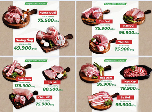 Giá thịt heo tại siêu thị Co.opmart đã được giảm sâu. 
