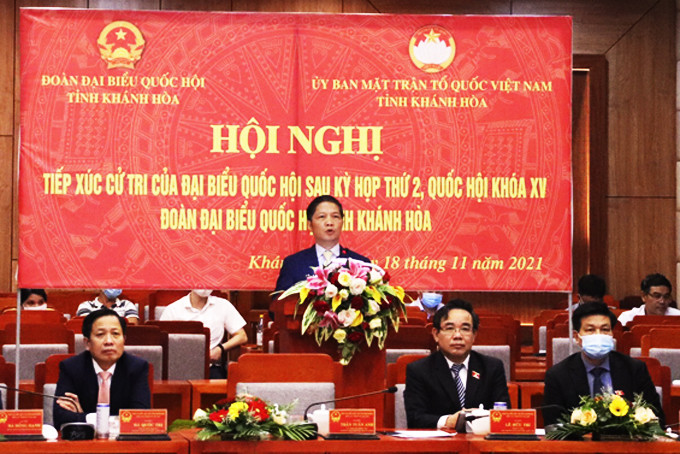 Đồng chí Trần Tuấn Anh và các đại biểu Quốc hội tỉnh  tiếp xúc cử tri Khánh Hòa sau kỳ họp thứ 2, Quốc hội khóa XV.