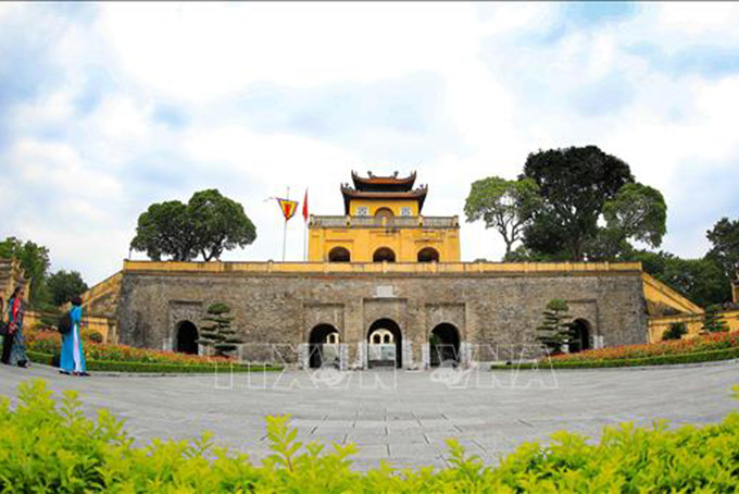Đoan Môn là cửa chính phía Nam vào Hoàng thành Thăng Long được xây dựng vào thời nhà Lê trung hưng được tu sửa vào thời nhà Nguyễn. Ảnh: TTXVN.
