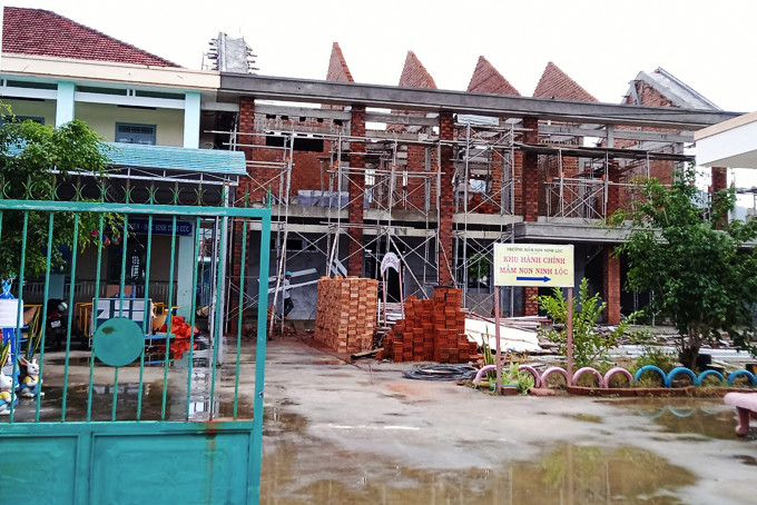 Công trình Trường Mầm non Ninh Lộc sắp hoàn thành. 