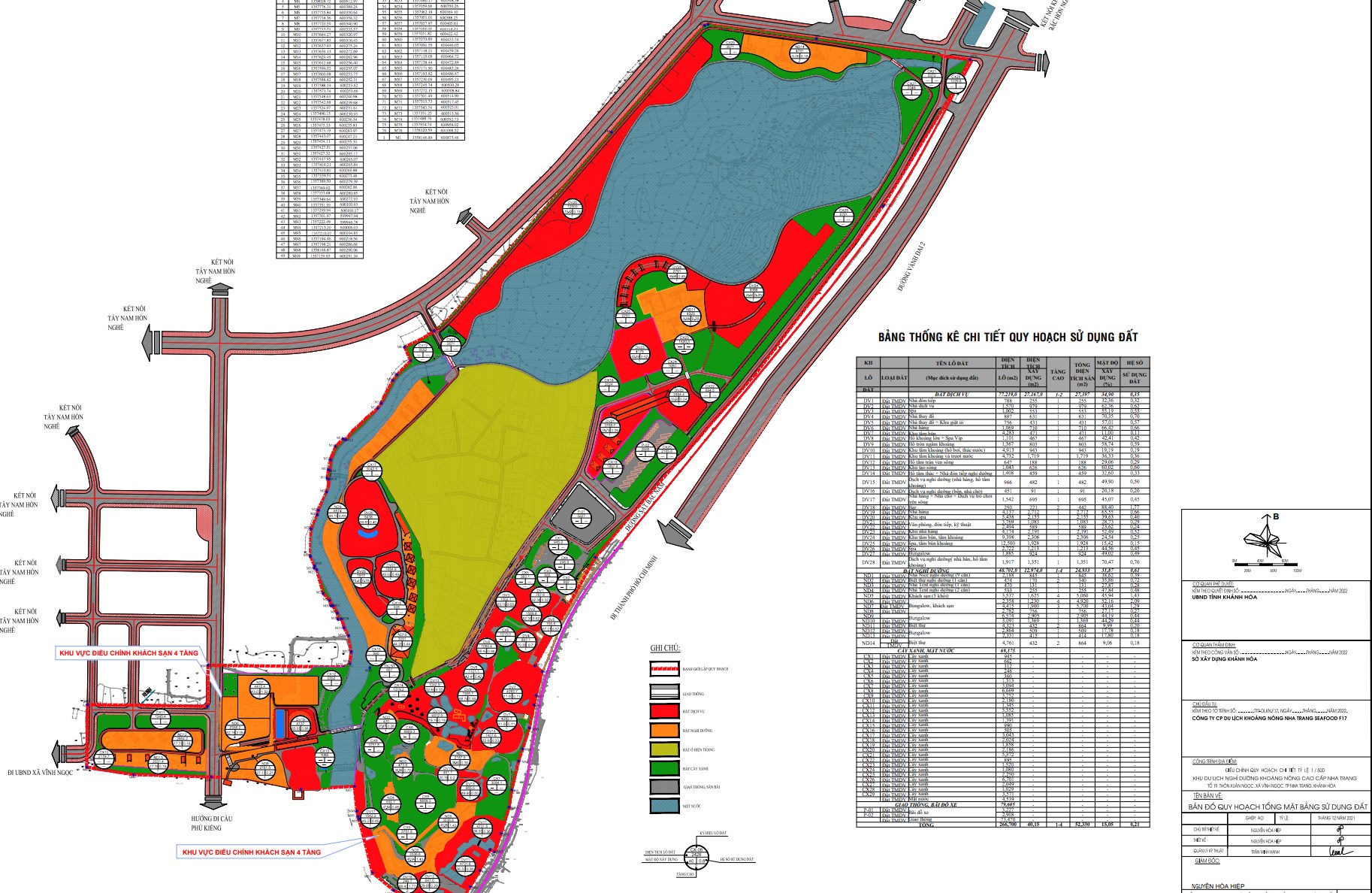 Bản đồ quy hoạch sử dụng đất trong Đồ án điều chỉnh quy hoạch dự án Khu du lịch nghỉ dưỡng Suối khoáng nóng cao cấp Nha Trang.
