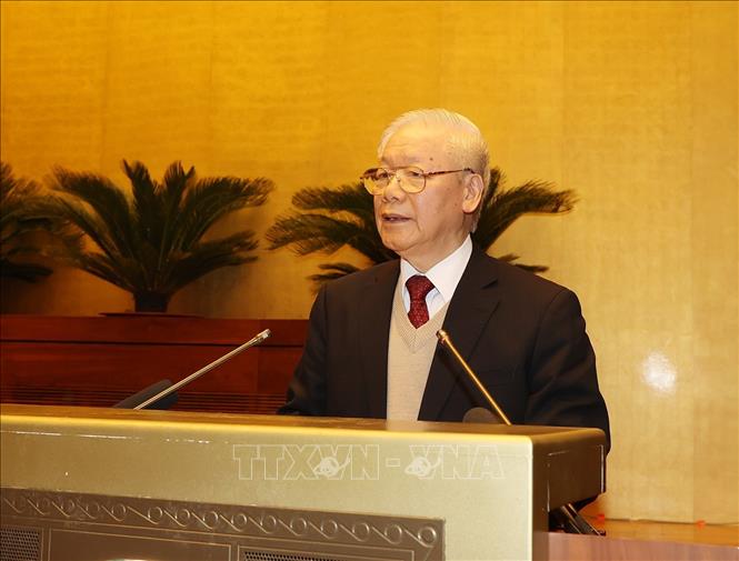 Tổng Bí thư Nguyễn Phú Trọng phát biểu chỉ đạo Hội nghị (Ảnh: TTXVN)
