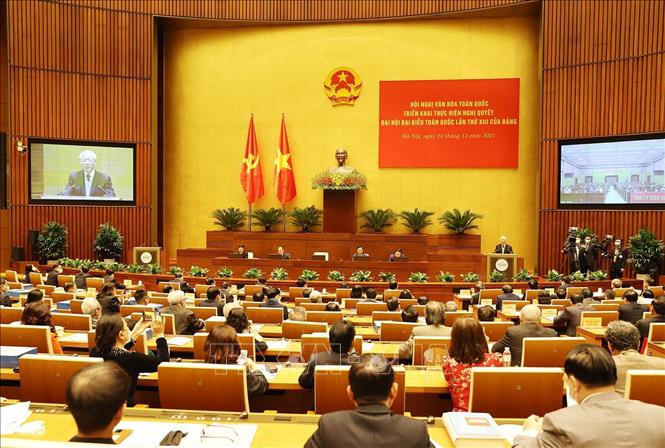 Tổng Bí thư Nguyễn Phú Trọng phát biểu chỉ đạo Hội nghị (Ảnh: TTXVN)