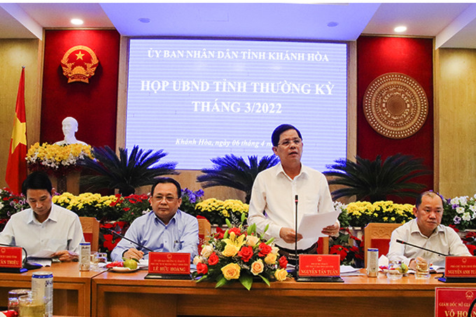Đồng chí Nguyễn Tấn Tuân - Phó Bí thư Tỉnh ủy, Chủ tịch UBND tỉnh  phát biểu kết luận tại cuộc họp.