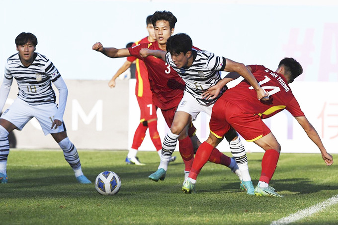 U23 Việt Nam xuất sắc kiếm được 1 điểm trước đối thủ cực mạnh U23 Hàn Quốc. Nguồn: afc
