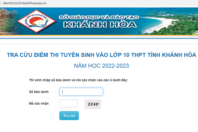 Tra cứu điểm thi vào lớp 10 tại Khánh Hòa