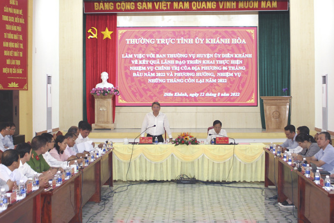 Đồng chí Nguyễn Hải Ninh phát biểu chỉ đạo. Ngày hội Toàn dân bảo vệ an ninh Tổ quốc tại Ninh Phước