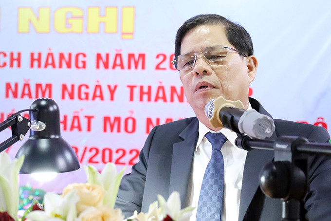 Ông Nguyễn Tấn Tuân phát biểu tại lễ kỷ niệm.