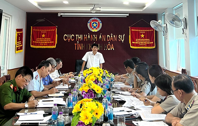 Ông Lữ Thanh Hải kết luận tại buổi kiểm tra Chi bộ Cục Thi hành án dân sự tỉnh.