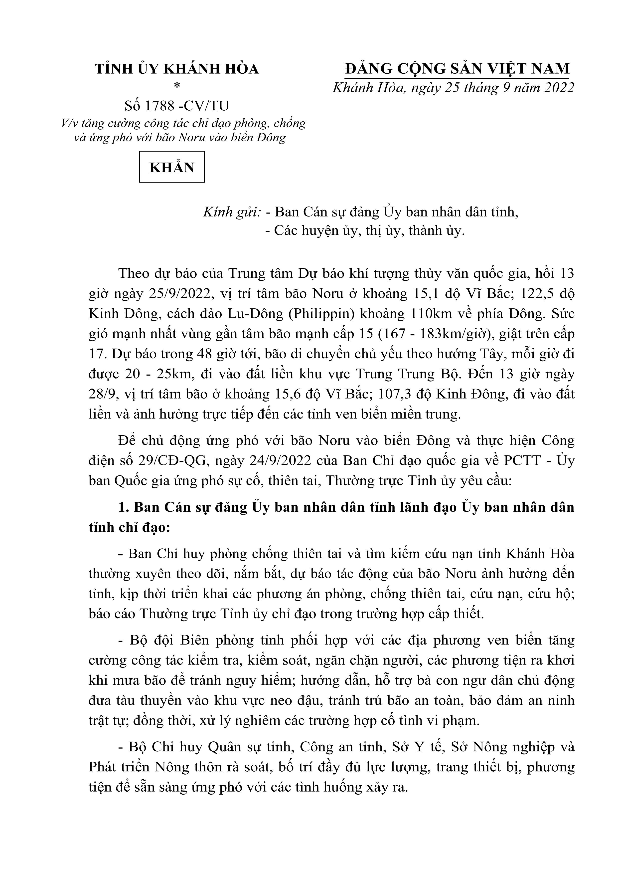 Tăng cường công tác chỉ đạo phòng, chống và ứng phó với bão Noru