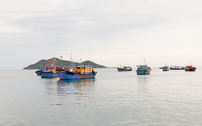 Tàu thuyền của ngư dân tại khu vực Cảng cá Đại Lãnh, huyện Vạn Ninh